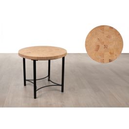 Mesa auxiliar Romimex Negro Natural Metal Madera de pino 50 x 52 x 50 cm