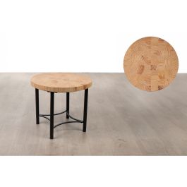 Mesa auxiliar Romimex Negro Natural Metal Madera de pino 60 x 45 x 60 cm