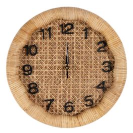 Reloj de Pared Romimex Marrón Mimbre Madera de abeto Madera MDF 36 x 36 x 6 cm