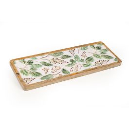 Bandeja de Aperitivos Romimex Blanco Verde Madera de mango Rectangular Hojas 42 x 2 x 16 cm Precio: 34.8358993708. SKU: B1K6VZTFVP