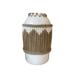 Florero Romimex Blanco Natural Cerámica Fibra natural 27 x 40 x 27 cm Precio: 162.7450003025. SKU: B17YA5CK4L