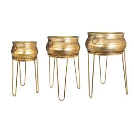 Set de Maceteros Romimex Dorado Metal 47 x 74 x 47 cm 3 Piezas Precio: 243.79000019. SKU: B1FDGE5VCF