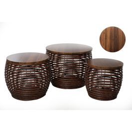 Set de mesas Romimex Marrón Madera Fibra 3 Piezas