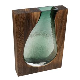 Florero Romimex Marrón Verde Madera Vidrio 22 x 30 x 6 cm Precio: 68.3650001815. SKU: B17BSJSRCW