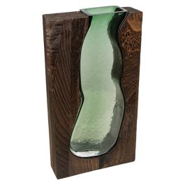 Florero Romimex Marrón Verde Madera Vidrio 18 x 32 x 6 cm Precio: 64.0695006171. SKU: B1HSS5EPRF