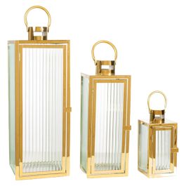 Set de faroles Romimex Dorado Metal Vidrio 18 x 49 x 18 cm 3 Piezas Precio: 138.78999959. SKU: B18P8WY83A