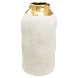 Florero Romimex Blanco Dorado Porcelana 17 x 31 x 17 cm Precio: 47.79000028. SKU: B16NZYTNAV