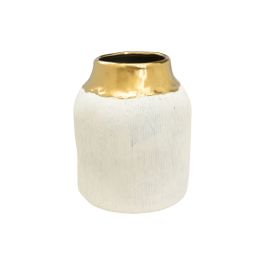 Florero Romimex Blanco Dorado Porcelana 23 x 27 x 23 cm Precio: 60.78999949. SKU: B16RNMH597