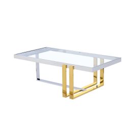 Mesa de Centro Romimex Dorado Plateado Acero Inoxidable Vidrio templado 120 x 40 x 60 cm Precio: 493.5000004. SKU: B17PDD3F7V