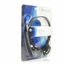 Ngs Auricular Headset MS103 con Micrófono Omnidireccional, Control de Volumen, Cancelación de Ruido y Diadema Cómoda, Negro