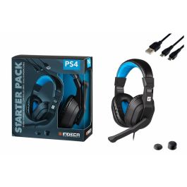 Auriculares con Micrófono Gaming Indeca starter pack Negro/Azul