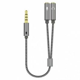 Cable Estéreo Aisens A128-0415/ Jack 3.5 Macho - 2x Jack 3.5 Hembra/ 25cm/ Gris