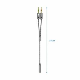 Cable Estéreo Aisens A128-0417/ Jack 3.5 Hembra - 2x Jack 3.5 Macho/ 25cm/ Gris