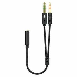 Cable Estéreo Aisens A128-0418/ Jack 3.5 Hembra - 2x Jack 3.5 Macho/ 25cm/ Negro