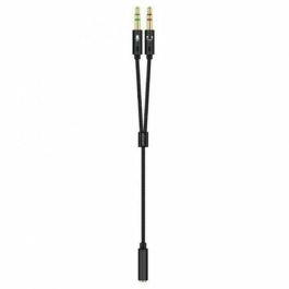 Cable Estéreo Aisens A128-0418/ Jack 3.5 Hembra - 2x Jack 3.5 Macho/ 25cm/ Negro