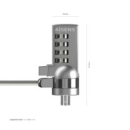 Aisens Cable De Seguridad Con Cerradura De Combinacion Para Ordenador, Portatil, Monitor 1,5 M