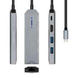 Hub USB Aisens ASUC-5P003-GR Gris 100 W