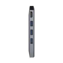 Hub USB Aisens USB-C dock 8 en 1, USB-C a 1xHDMI, 1xRJ45, 3xUSB, 1xPD, 1xSD, 1xMicroSD, Gris, 15 cm