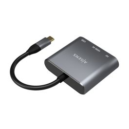 Aisens Conversor Usb-C A Hdmi-Usb-C-Tipo A Usb 3.0, 3 En 1, 15 cm, Gris