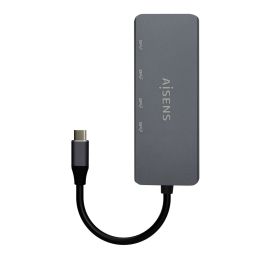 Hub USB Tipo-C Aisens A109-0745/ 4xUSB Tipo-C/ Gris