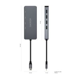 Hub USB Tipo-C Aisens A109-0745/ 4xUSB Tipo-C/ Gris