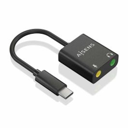 Aisens Conversor Usb-C A Jack 3.5 Audio 48Khz, Usb-C-M-2Xjack 3.5-H, Negro 10 cm