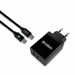 Cargador de Pared + Cable USB A a USB C Subblim CARGADOR ULTRA RAPIDO 2xUSB DE PARED PD18W+2.4A + Cable C to C Negro