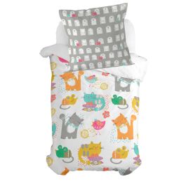 Funda de almohada HappyFriday Moshi Moshi Cat & mouse Multicolor 80 x 80 cm