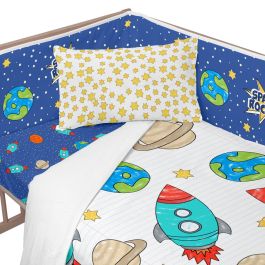 Protector de Cuna HappyFriday Mr Fox Space rocket Multicolor 210 x 40 cm