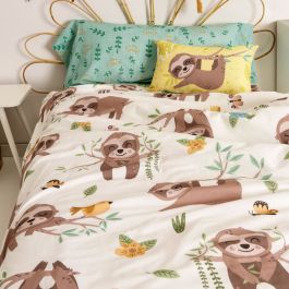 Juego de funda nórdica HappyFriday Moshi Moshi Happy Sloth Multicolor Cama de 105 2 Piezas