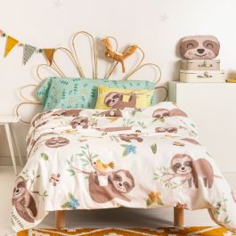 Juego de funda nórdica HappyFriday Moshi Moshi Happy Sloth Multicolor Cama de 105 2 Piezas