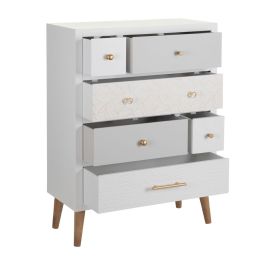 Cajonera MARGOT 65 x 30 x 89 cm Gris Madera Blanco Cajonera MARGOT 65 x 30 x 89 cm Gris Madera Blanco