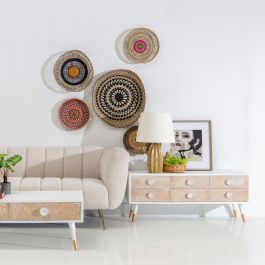 Mueble de TV KLEE 120 x 40 x 50 cm Natural Madera de pino Blanco