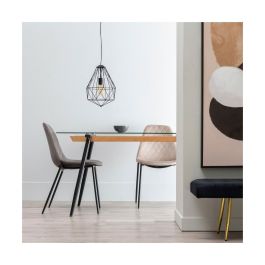 Mesa de Comedor 140 x 80 x 75 cm Cristal Negro Metal