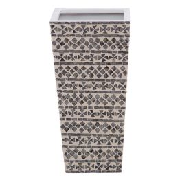Macetero 31 x 31 x 61 cm Gris Blanco Nácar Macetero 31 x 31 x 61 cm Gris Blanco Nácar