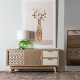Mueble de TV KENSY 120 x 34 x 54,5 cm Natural Madera Blanco