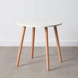 Mesa auxiliar 55 x 55 x 53 cm Natural Madera Blanco DMF Mesa auxiliar 55 x 55 x 53 cm Natural Madera Blanco DMF