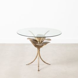 Mesa auxiliar Cristal Dorado Metal 60 x 60 x 45 cm Mesa auxiliar Cristal Dorado Metal 60 x 60 x 45 cm