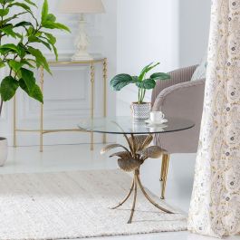 Mesa auxiliar Cristal Dorado Metal 60 x 60 x 45 cm Mesa auxiliar Cristal Dorado Metal 60 x 60 x 45 cm
