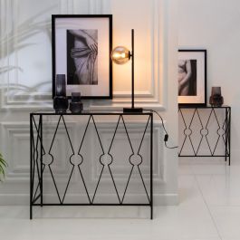 Recibidor 90 x 35 x 80 cm Cristal Negro Metal (2 Unidades) Recibidor 90 x 35 x 80 cm Cristal Negro Metal (2 Unidades)
