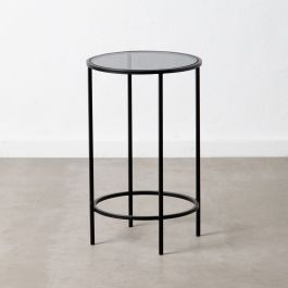 Mesa auxiliar Cristal Negro Metal 40 x 40 x 65 cm Mesa auxiliar Cristal Negro Metal 40 x 40 x 65 cm
