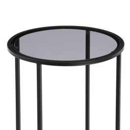 Mesa auxiliar Cristal Negro Metal 40 x 40 x 65 cm Mesa auxiliar Cristal Negro Metal 40 x 40 x 65 cm