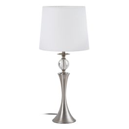 Lámpara de mesa Blanco Plateado Lino Metal Cristal Hierro 40 W 220 V 30 x 30 x 67 cm