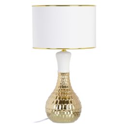 Lámpara de mesa Blanco Dorado Lino Cerámica 60 W 220 V 240 V 220-240 V 32 x 32 x 45,5 cm