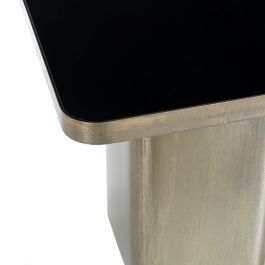 Mesa auxiliar 50,5 x 50,5 x 51 cm Cristal Negro Dorado Metal