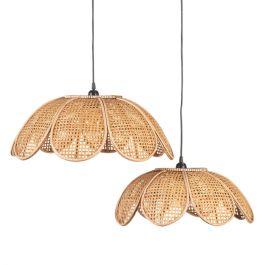 Lámpara de Techo 53 x 53 x 20,5 cm Natural Bambú (2 Unidades)