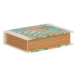 Caja Multiusos Hojas Natural Ratán 24 x 18 x 6 cm DMF (2 Unidades)