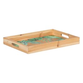 Bandeja de Aperitivos 45 x 31 x 5 cm Hojas Natural Madera Ratán 3 Piezas