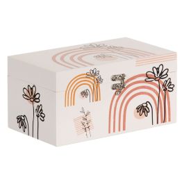 Caja Decorativa PVC Lona Papel DMF Flores 30 x 18 x 15 cm (2 Piezas)