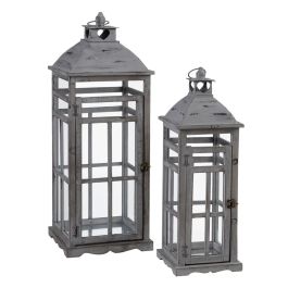 Farol 28 x 28 x 75 cm Portavelas Gris Madera de abeto (2 Unidades) Precio: 127.65500052029999. SKU: S8801408